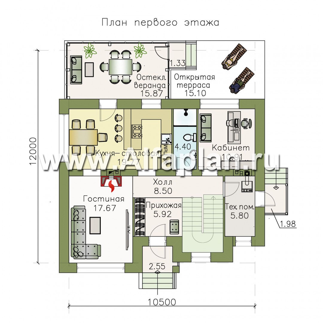 Проекты домов Альфаплан - «Лас Флорес» - романтический коттедж с оптимальной площадью - план проекта №1
