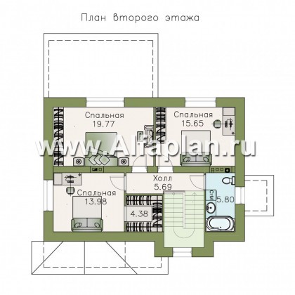 Проекты домов Альфаплан - «Лас Флорес» - романтический коттедж с оптимальной площадью - превью плана проекта №2