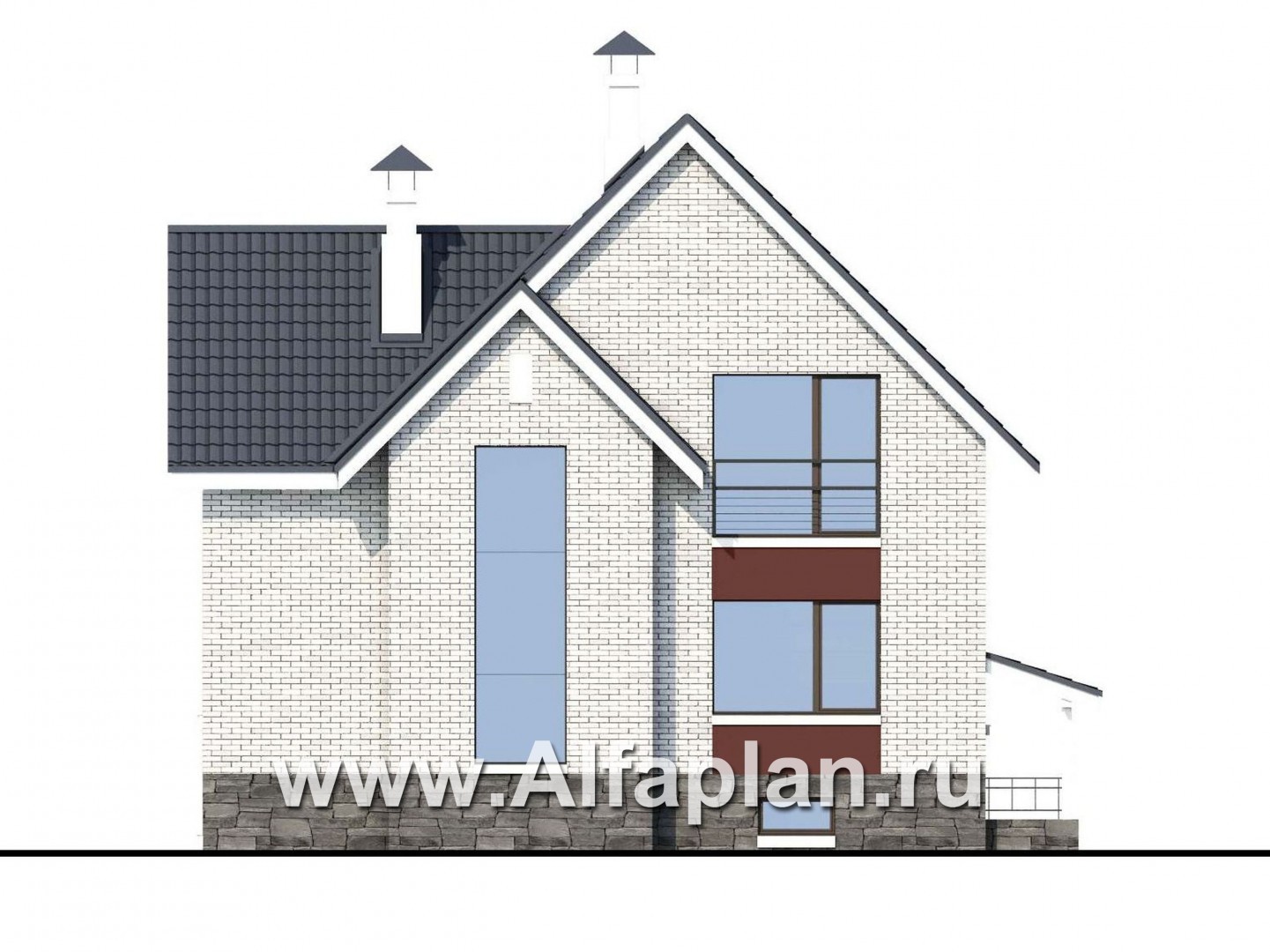 Проекты домов Альфаплан - «Сапфир» - недорогой компактный дом для маленького участка - изображение фасада №4