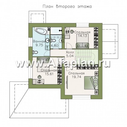 Проекты домов Альфаплан - «Галант» - небольшой мансардный дом с удобной верандой - превью плана проекта №2