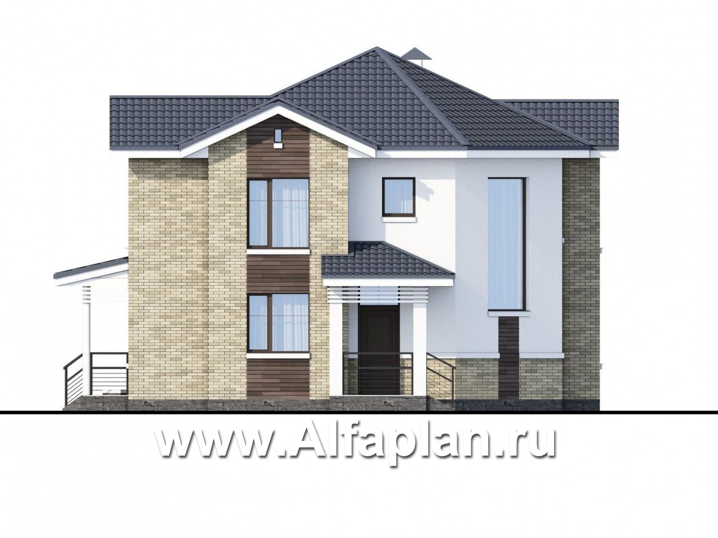 Проекты домов Альфаплан - NotaBene - компактный проект с оригинальным планом - изображение фасада №1