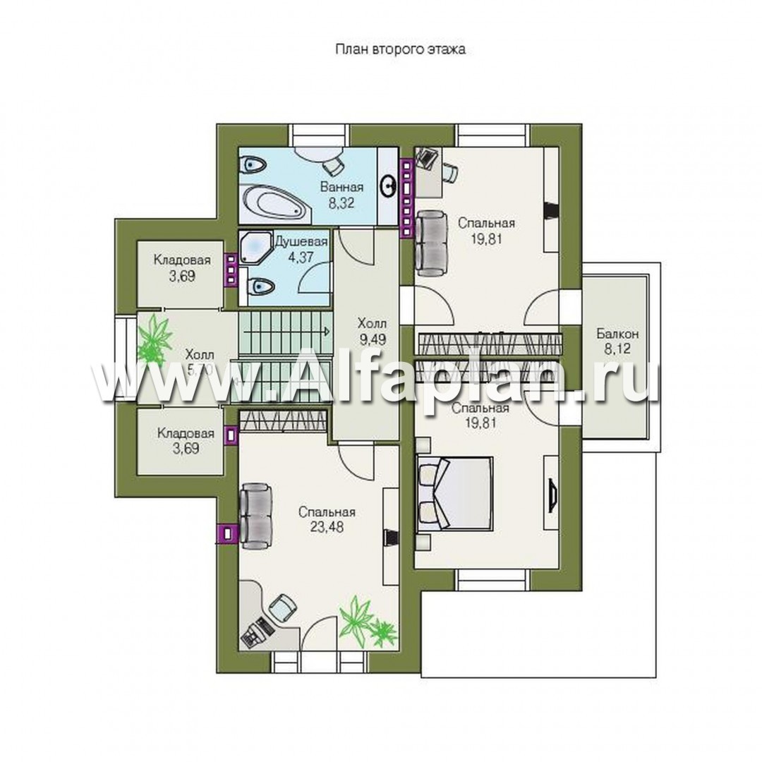Проекты домов Альфаплан - «Юсупов» - особняк с просторной гостиной - план проекта №3