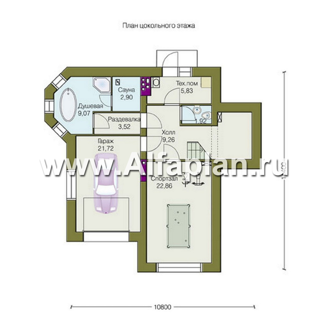 Проекты домов Альфаплан - «Корвет» - проект дома с гаражом и спортзалом - изображение плана проекта №1