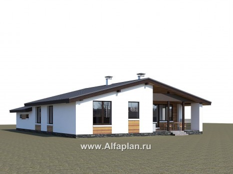 Проекты домов Альфаплан - «Калисто» - проект одноэтажного дома,  в скандинавском стиле, с гаражом на 2 авто - превью дополнительного изображения №3