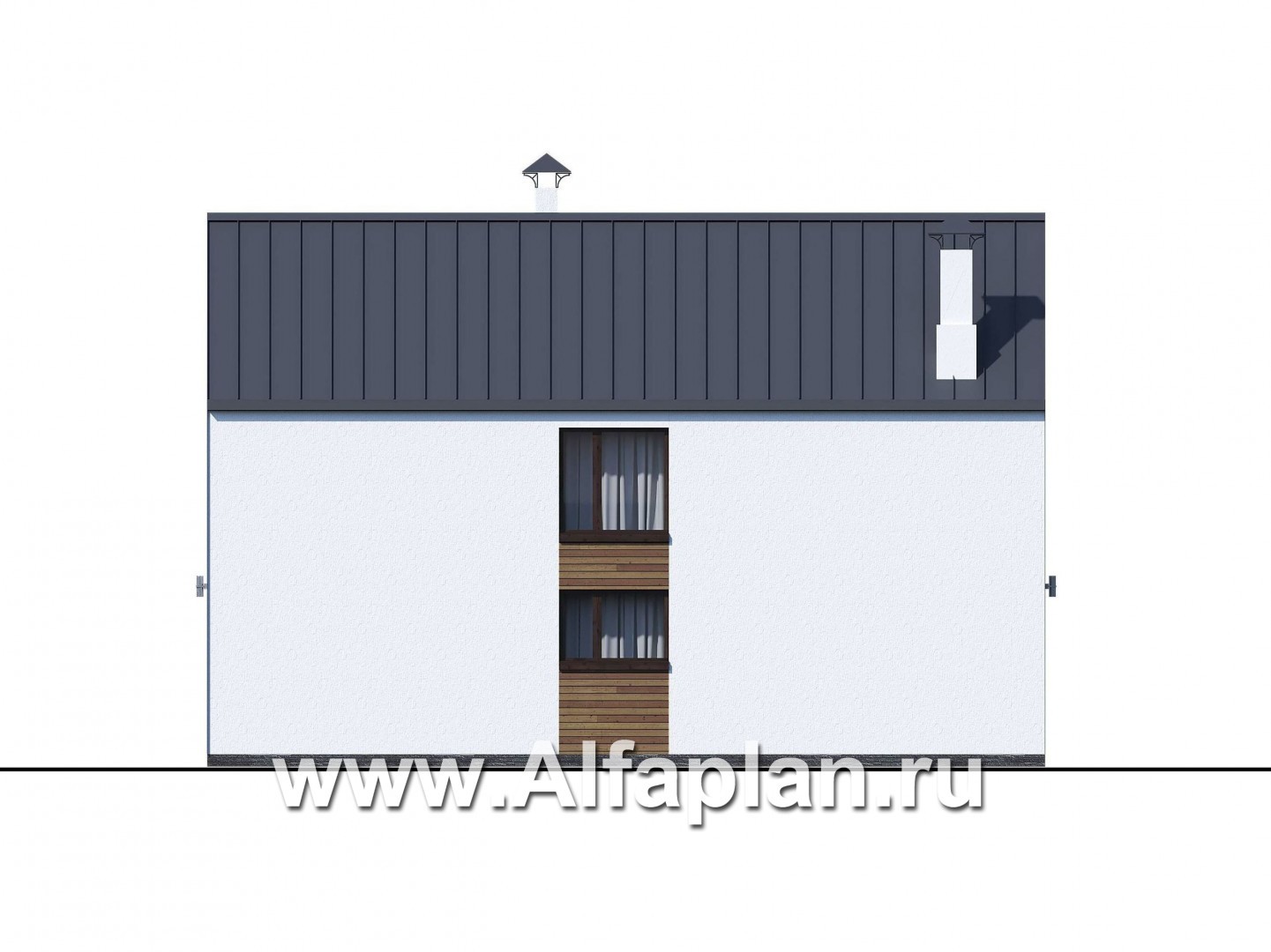 Проекты домов Альфаплан - «Барн» - современный мансардный дом с боковой террасой - изображение фасада №4