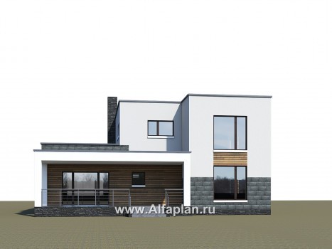 «Футура» - современный двухэтажный дом, с террасой и сауной, с плоской крышей, в стиле минимализм - превью дополнительного изображения №2
