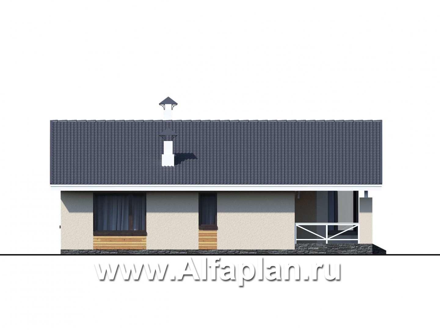 Проекты домов Альфаплан - «Вектор» - проект стильного одноэтажного дома с удобной планировкой - изображение фасада №2
