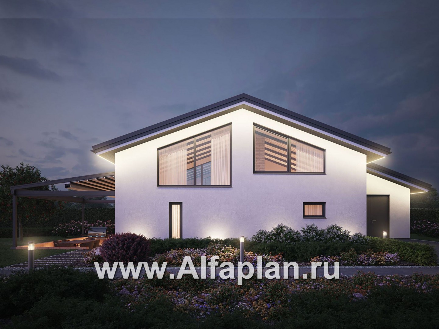 Проект бани с мансардой и с террасой, дом для отдыха, дача - дизайн дома №1