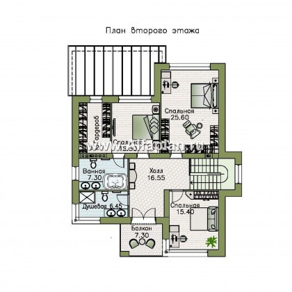 Проекты домов Альфаплан - «Престиж» - проект удобного и просторного дома с плоской кровлей - превью плана проекта №2