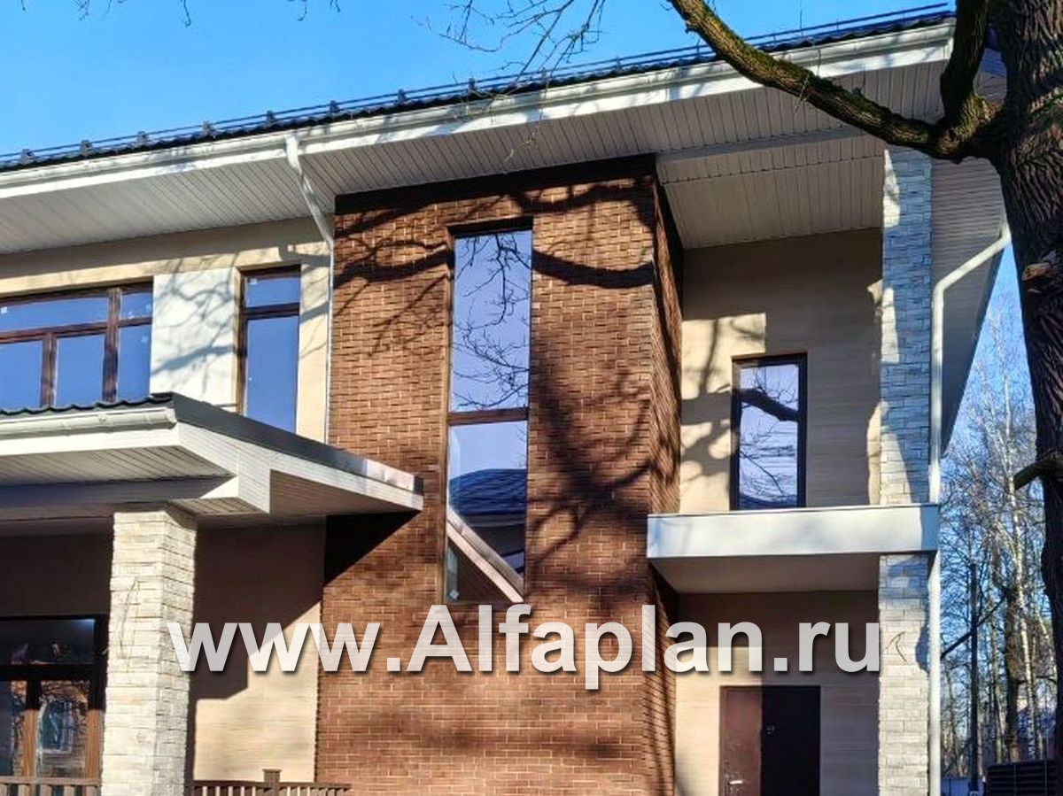 «Эрго» - проект дома 10х10м, планировка с террасой со стороны входа, с удобной планировкой - дизайн дома №5