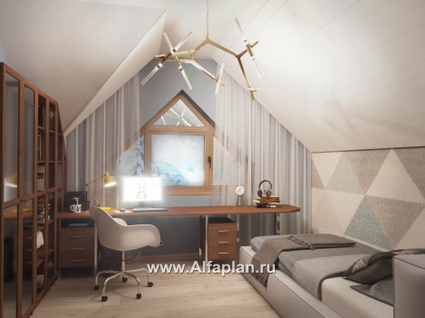 Проекты домов Альфаплан - Проект компактного мансардного дома с навесом для машины - превью дополнительного изображения №5