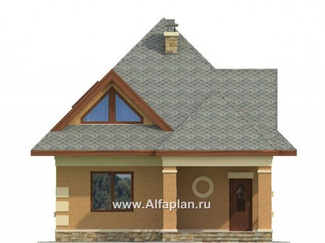 Проекты домов Альфаплан - Проект экономичного дома для маленького участка - превью фасада №1