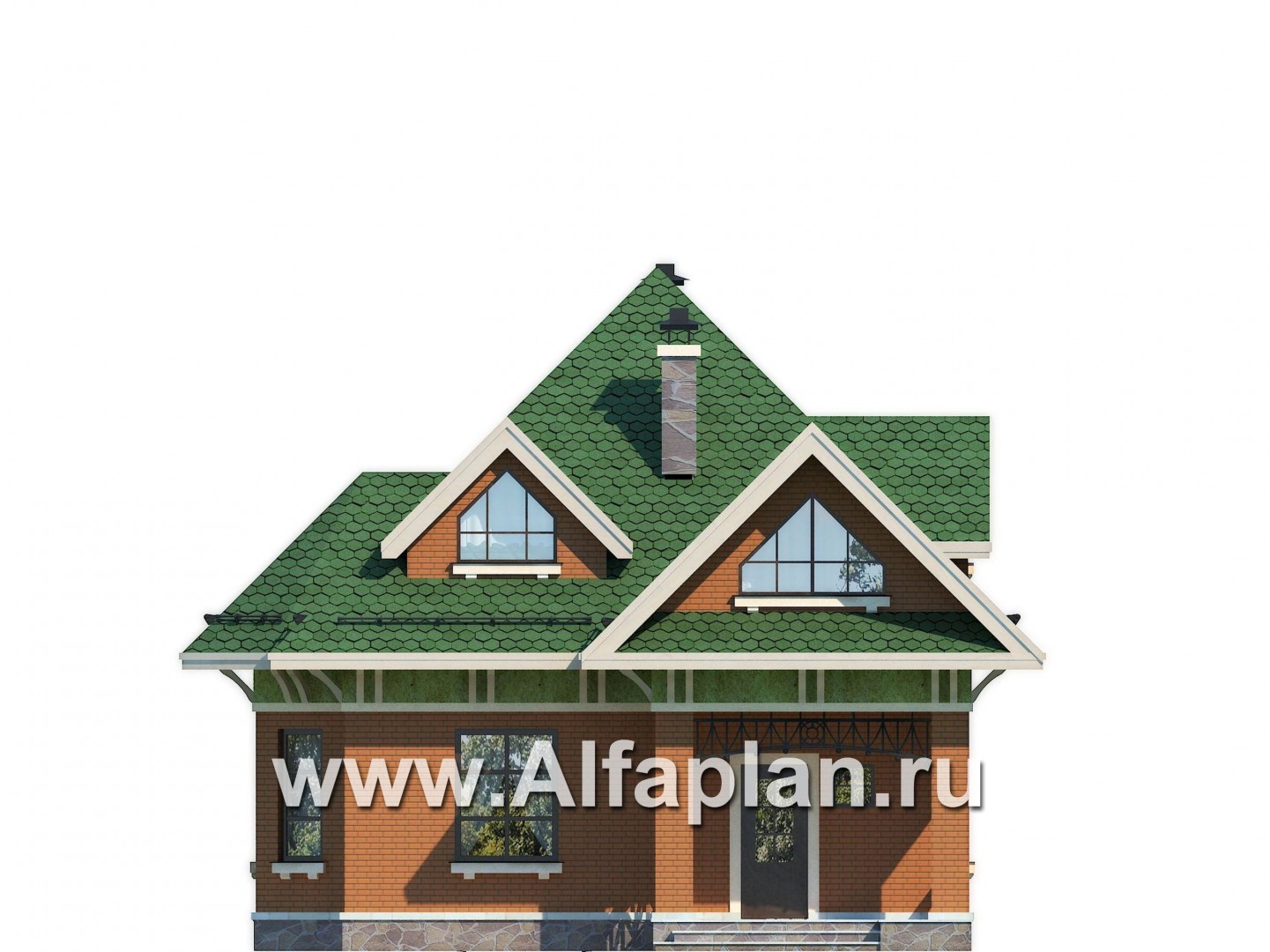 Проекты домов Альфаплан - Проект дома с мансардой для небольшого участка - изображение фасада №1