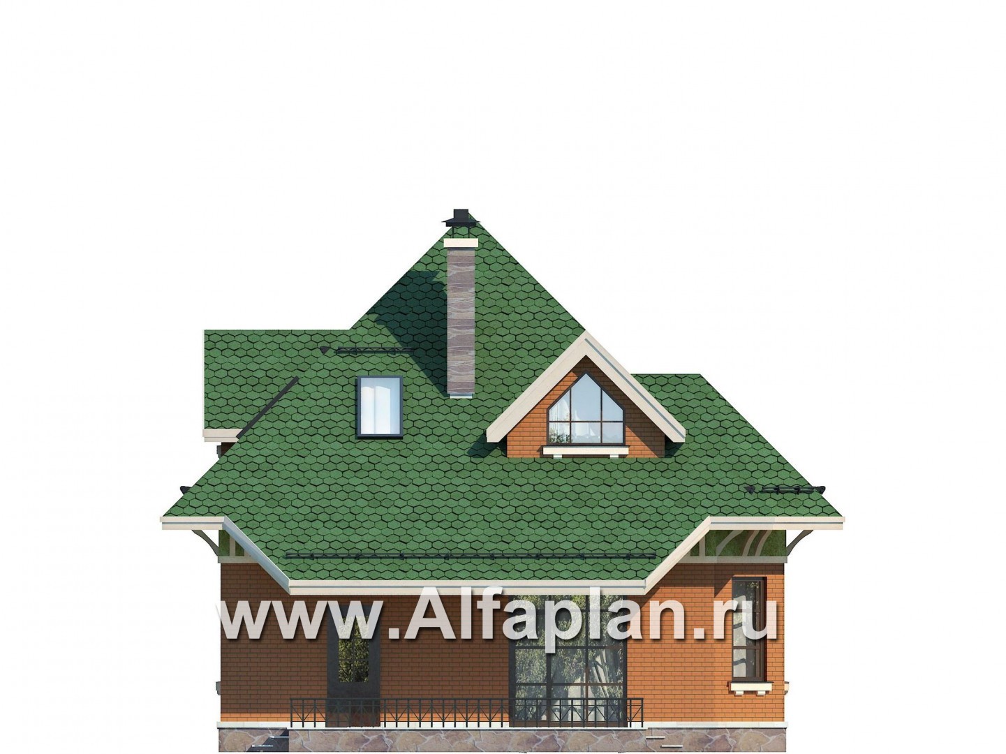 Проекты домов Альфаплан - Проект дома с мансардой для небольшого участка - изображение фасада №3