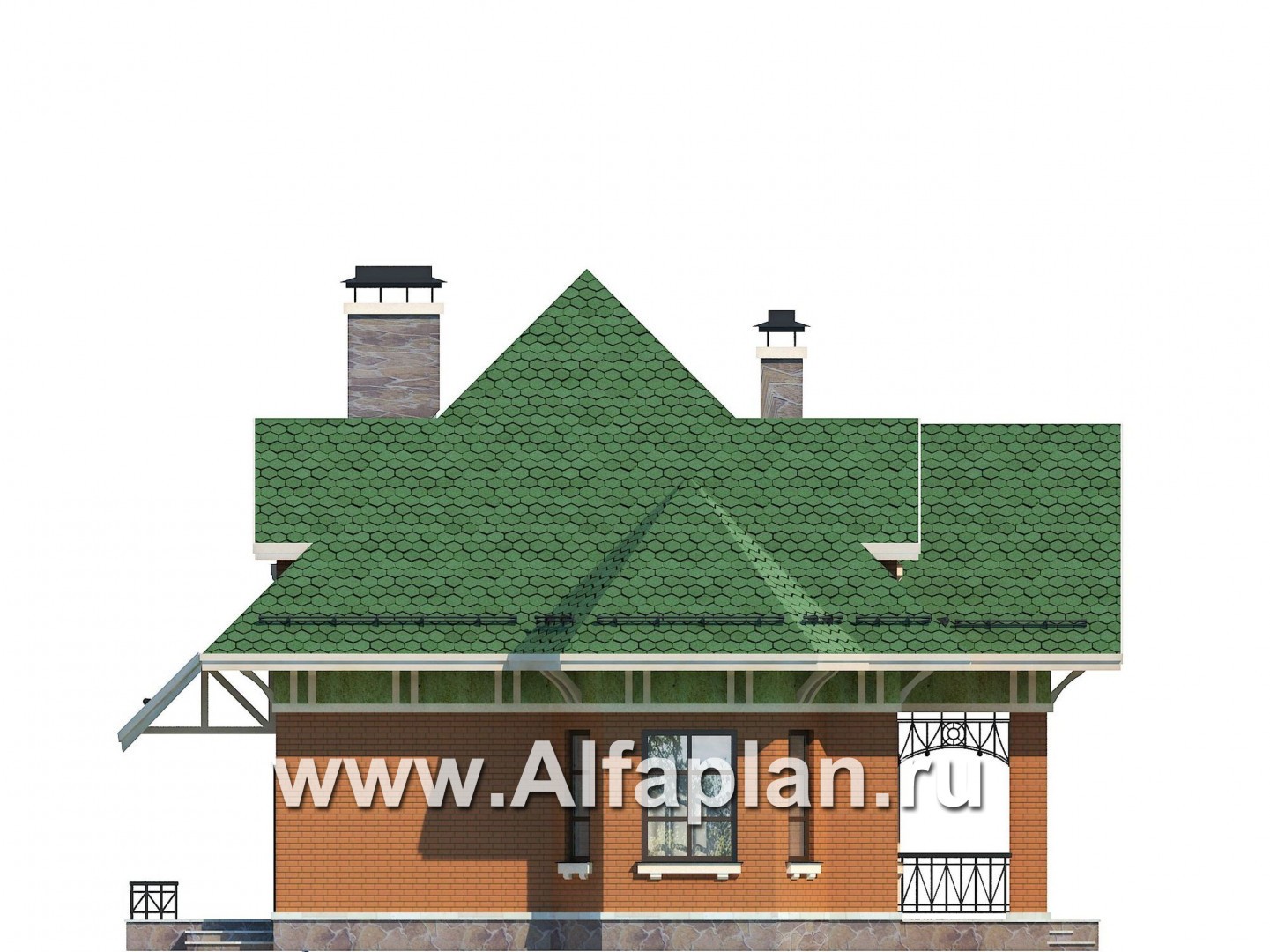 Проекты домов Альфаплан - Проект дома с мансардой для небольшого участка - изображение фасада №4