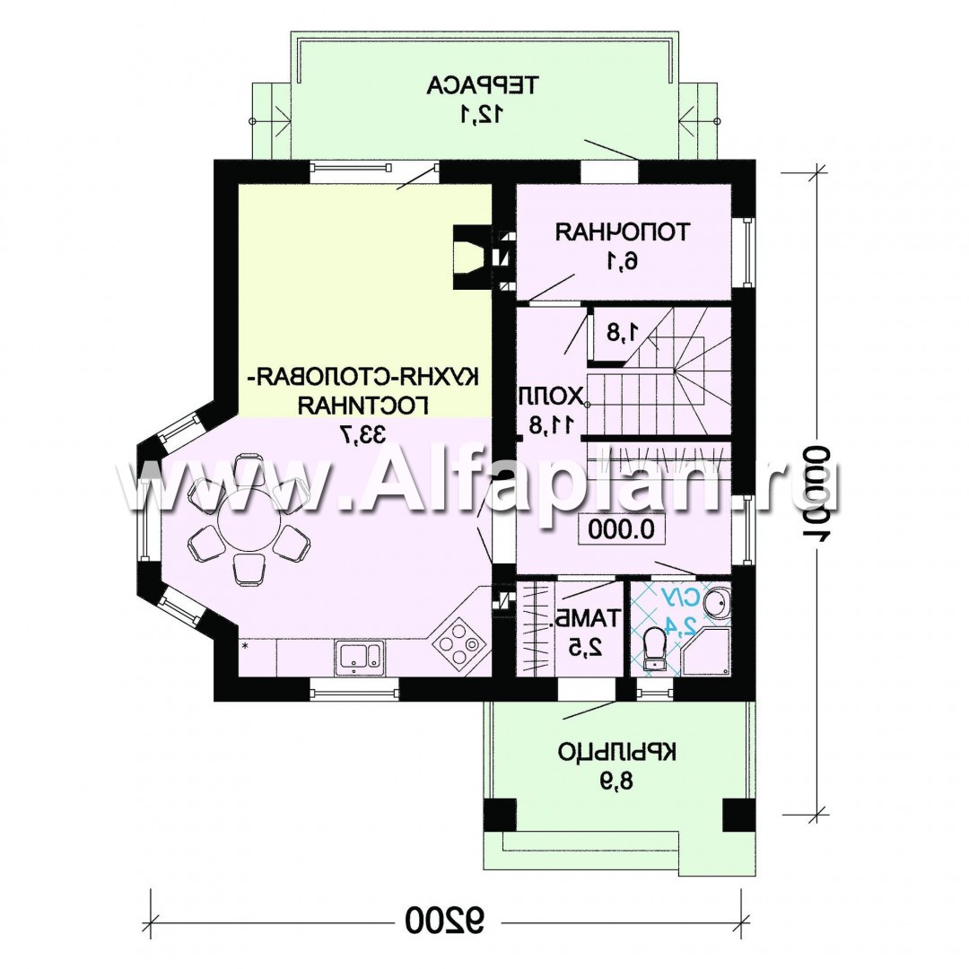 Проекты домов Альфаплан - Проект дома с мансардой для небольшого участка - план проекта №1