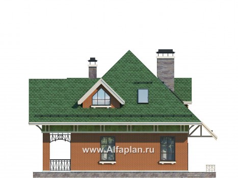 Проекты домов Альфаплан - Проект дома с мансардой для небольшого участка - превью фасада №2