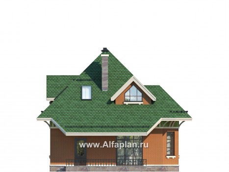 Проекты домов Альфаплан - Проект дома с мансардой для небольшого участка - превью фасада №3