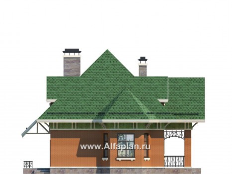 Проекты домов Альфаплан - Проект дома с мансардой для небольшого участка - превью фасада №4