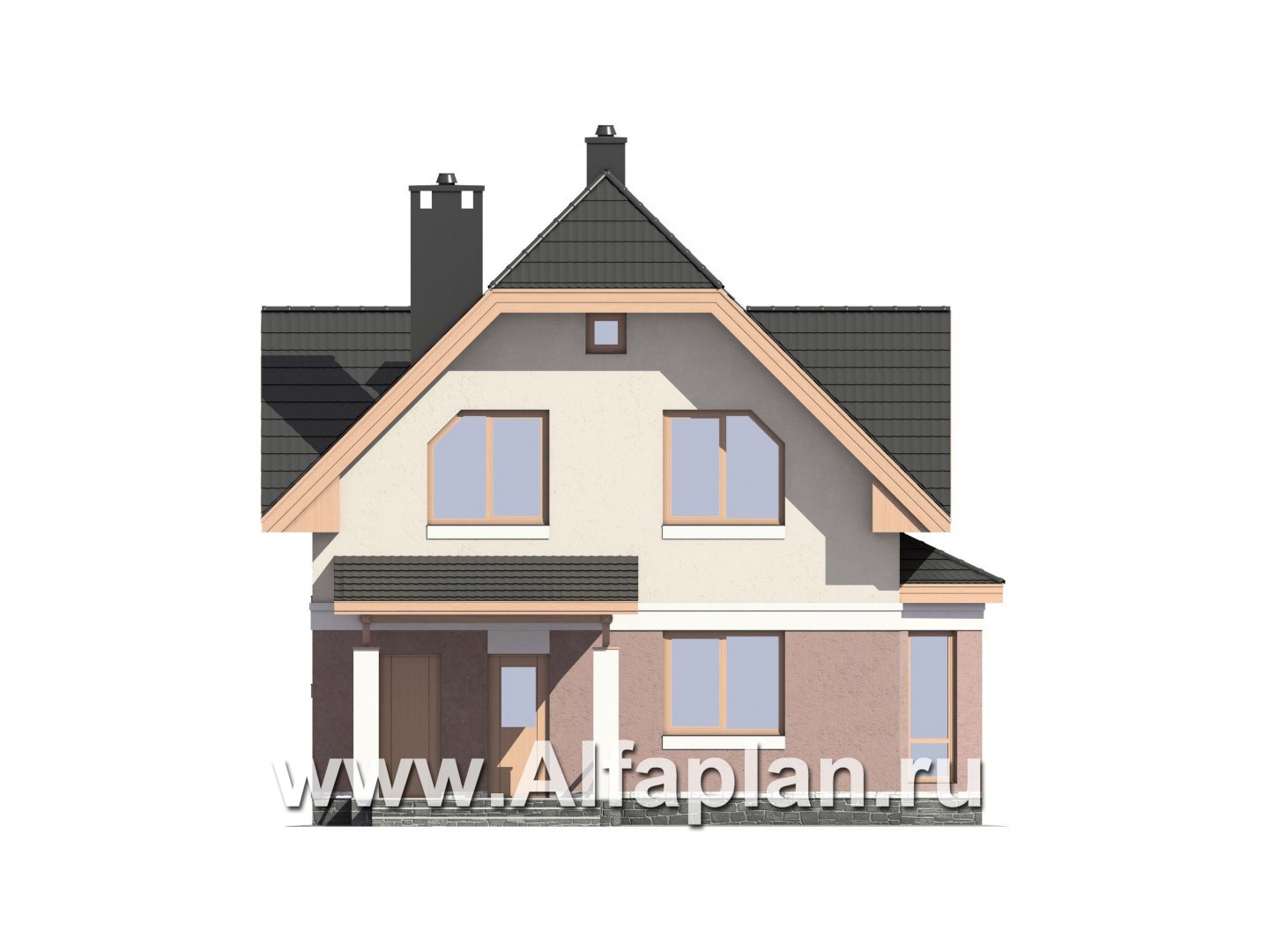 Проекты домов Альфаплан - Проект экономичного дома из газобетона - изображение фасада №1