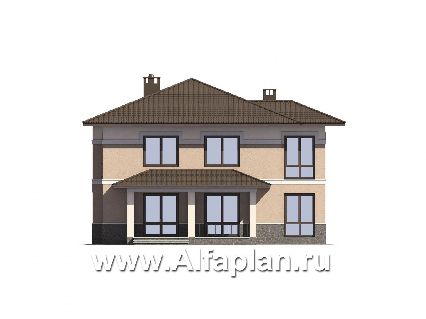 Проекты домов Альфаплан - Проект элегантного двухэтажного коттеджа - изображение фасада №3