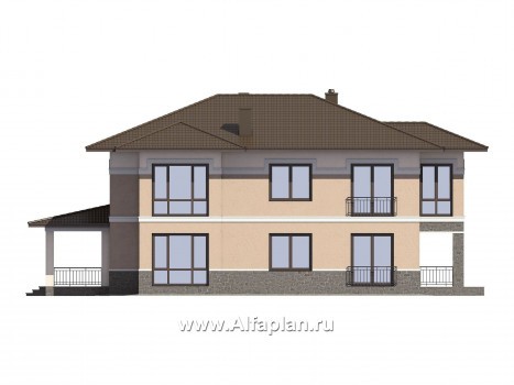 Проекты домов Альфаплан - Проект элегантного двухэтажного коттеджа - превью фасада №4