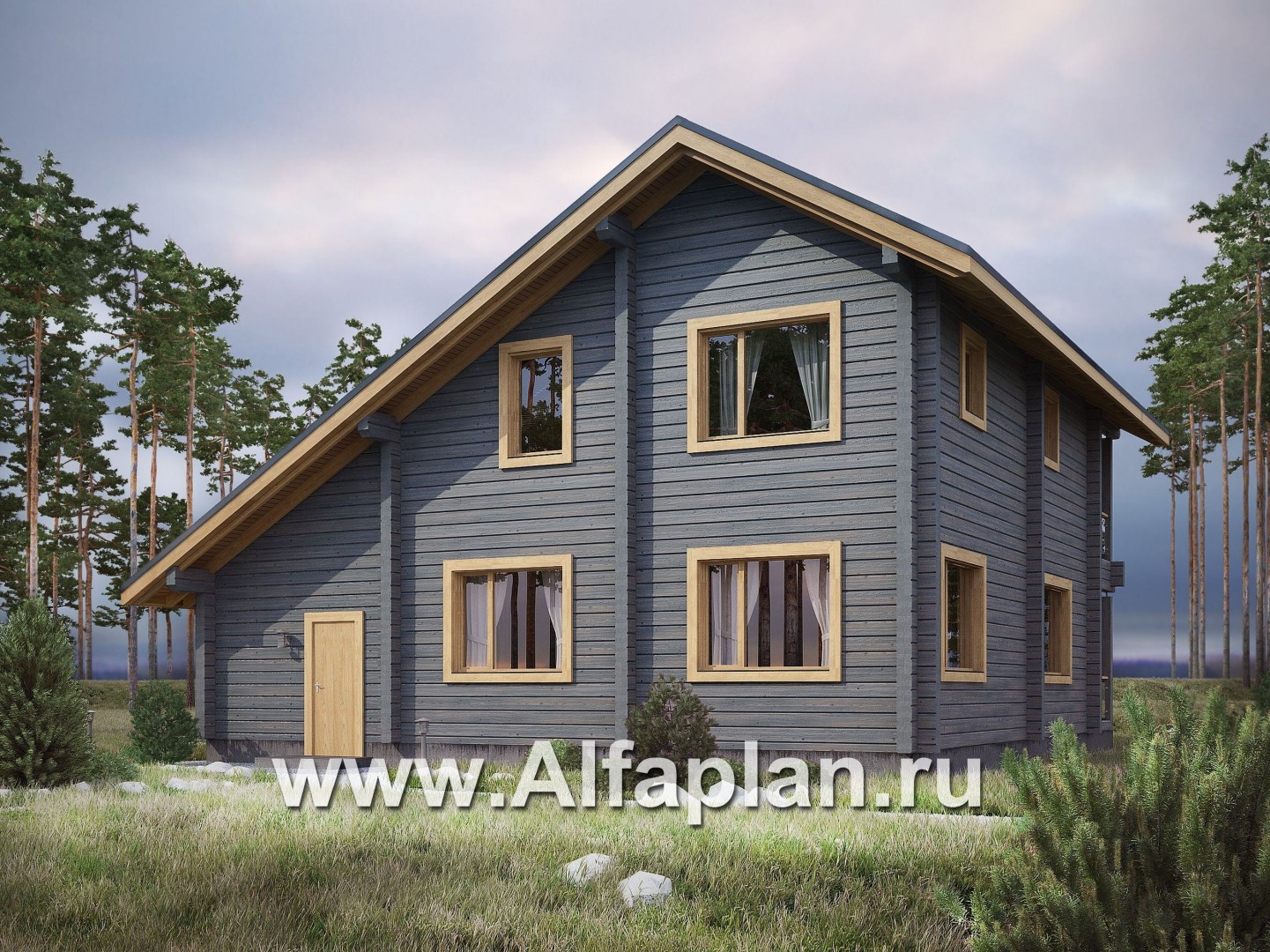 Проекты домов Альфаплан - Проект деревянного загородного дома с гаражом - дополнительное изображение №2