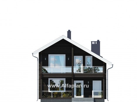Проекты домов Альфаплан - Проект удобного дома-дача для загородного отдыха - превью фасада №1