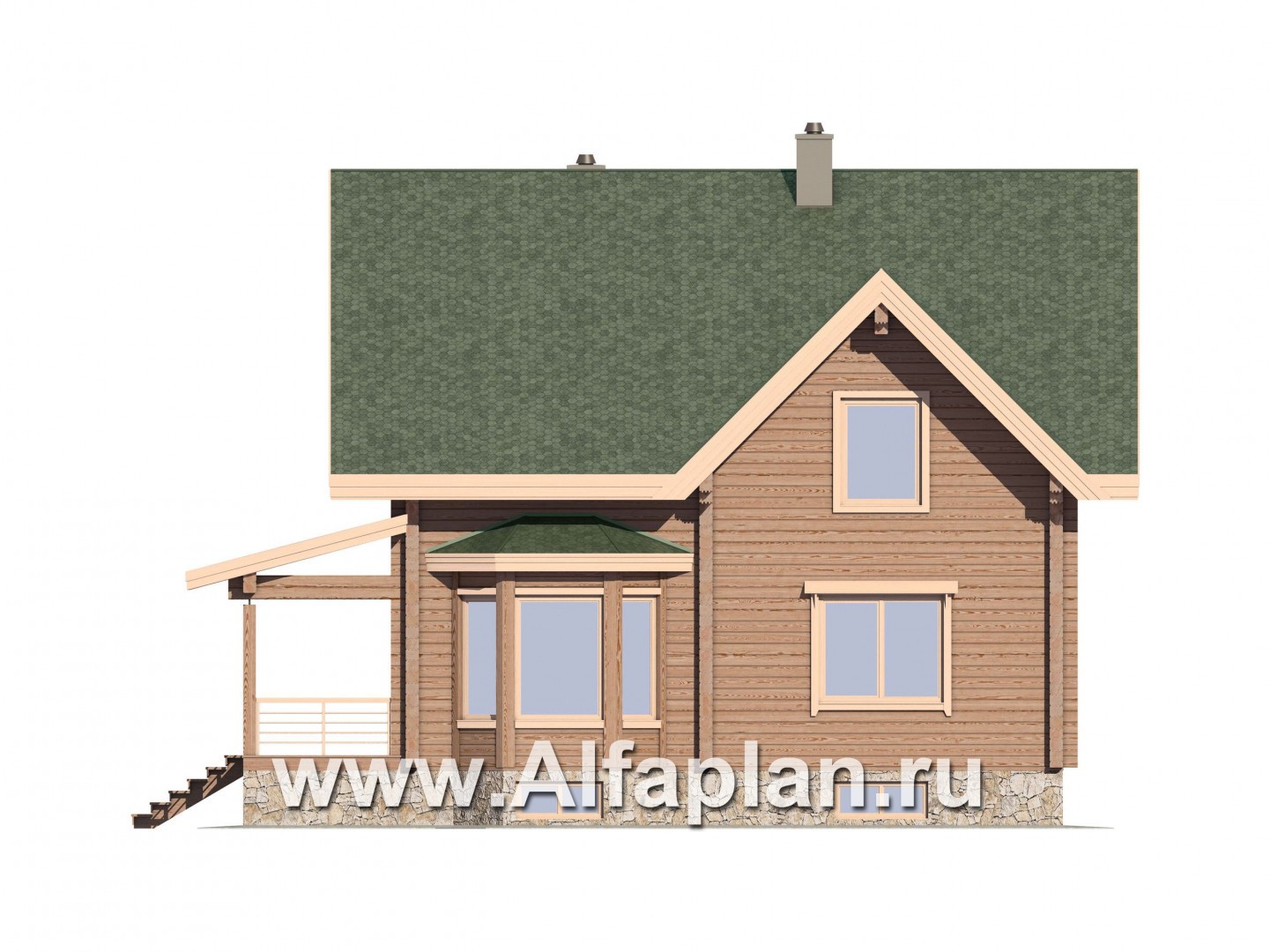 Проекты домов Альфаплан - Проект дома из бруса для загородного отдыха - изображение фасада №2