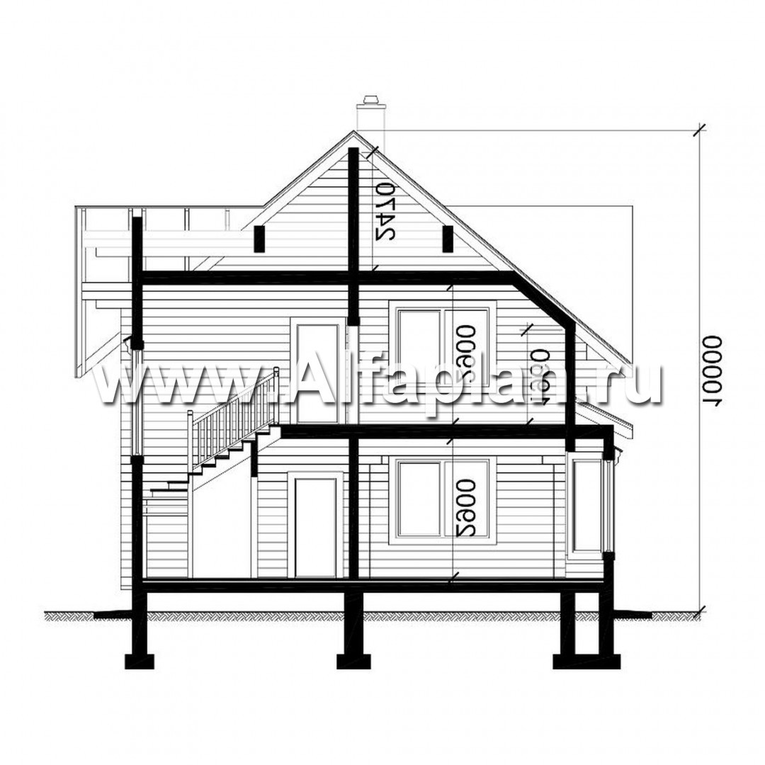 Проекты домов Альфаплан - Проект деревянного дома с уютной беседкой-барбекю - план проекта №3