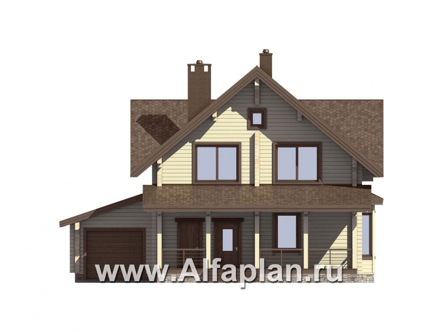 Проекты домов Альфаплан - Проект небольшого деревянного дома для загородного отдыха - изображение фасада №1