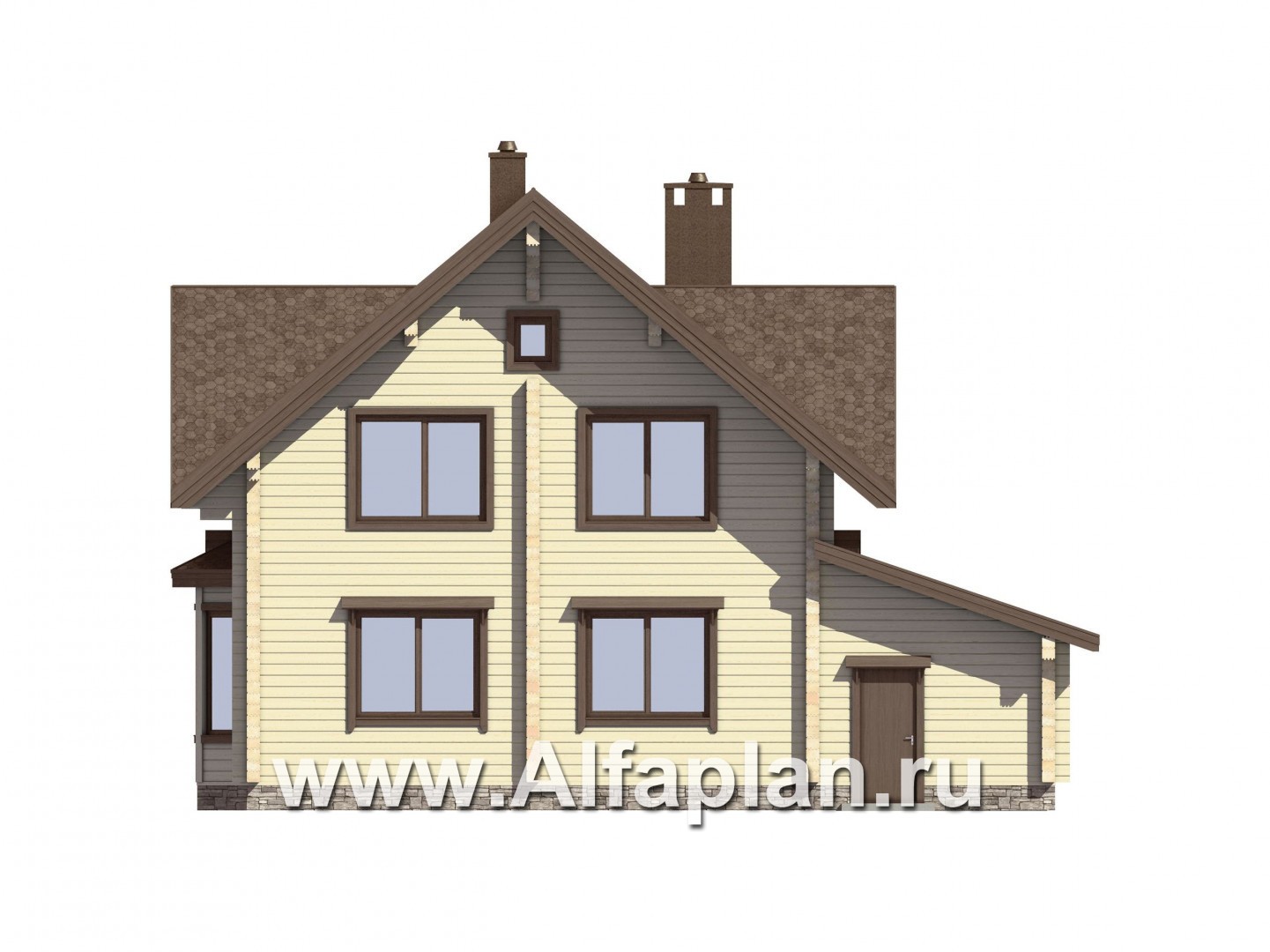 Проекты домов Альфаплан - Проект небольшого деревянного дома для загородного отдыха - изображение фасада №3