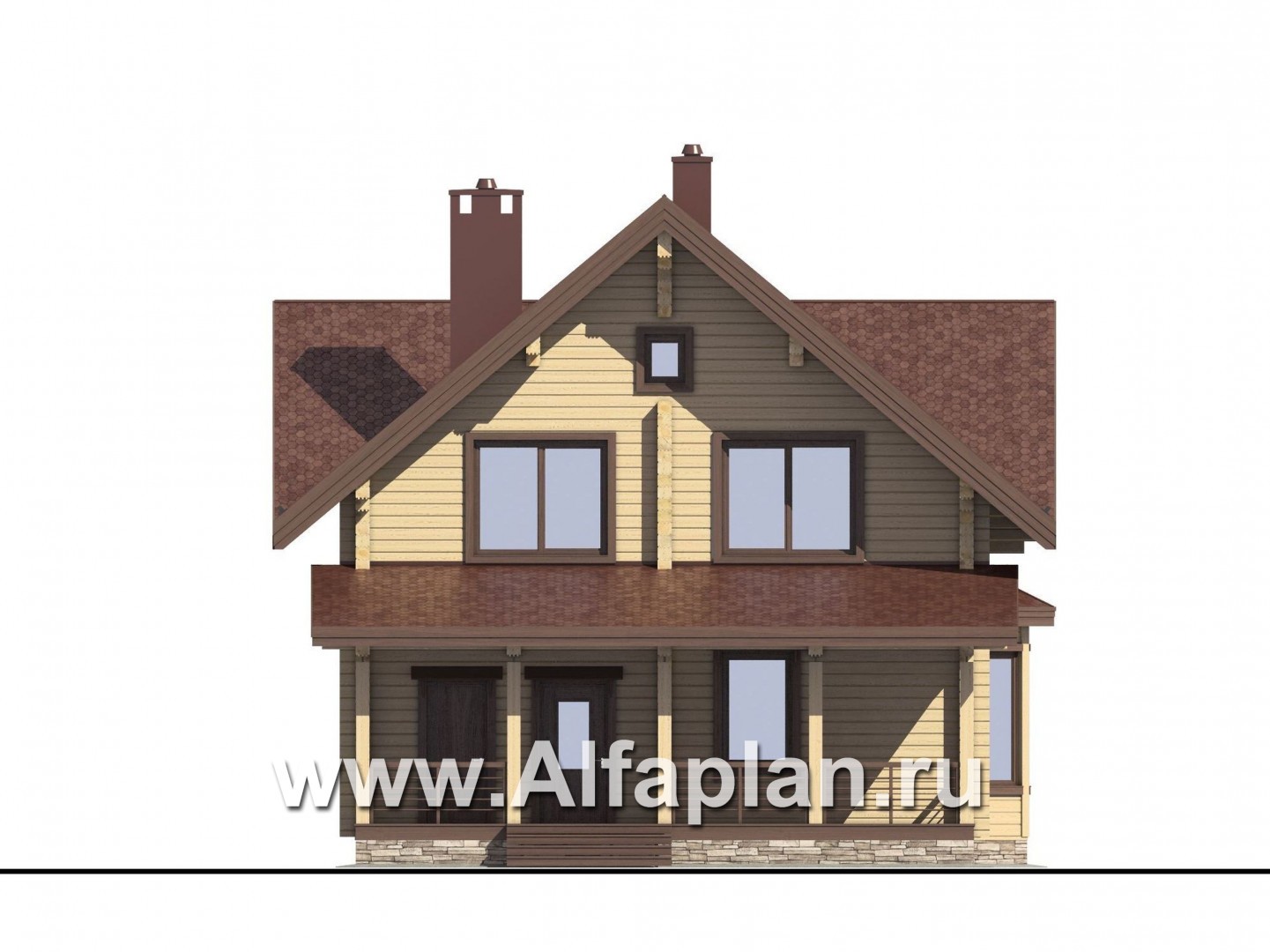 Проекты домов Альфаплан - Деревянный дом для комфортного отдыха - изображение фасада №1