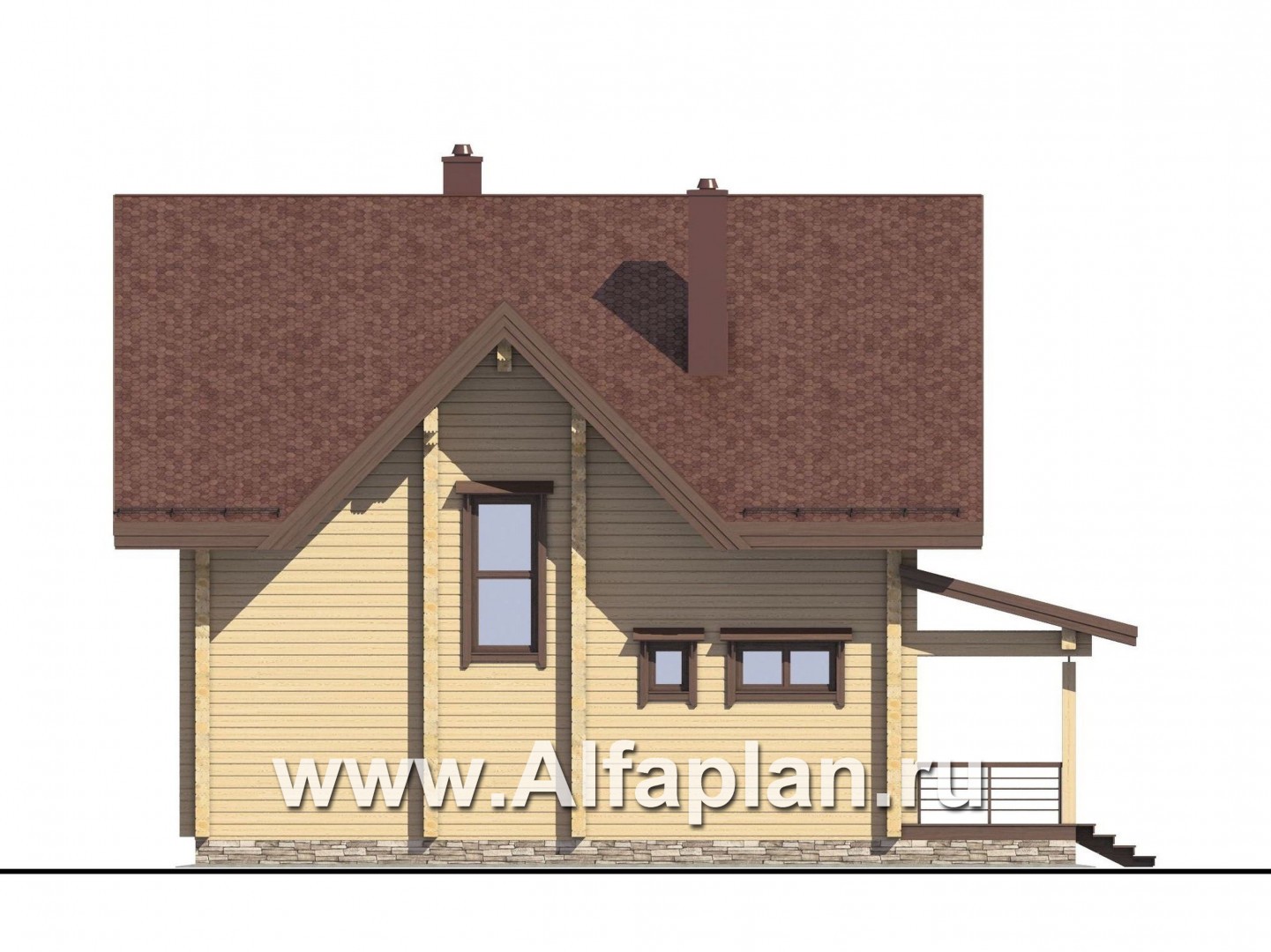 Проекты домов Альфаплан - Деревянный дом для комфортного отдыха - изображение фасада №3