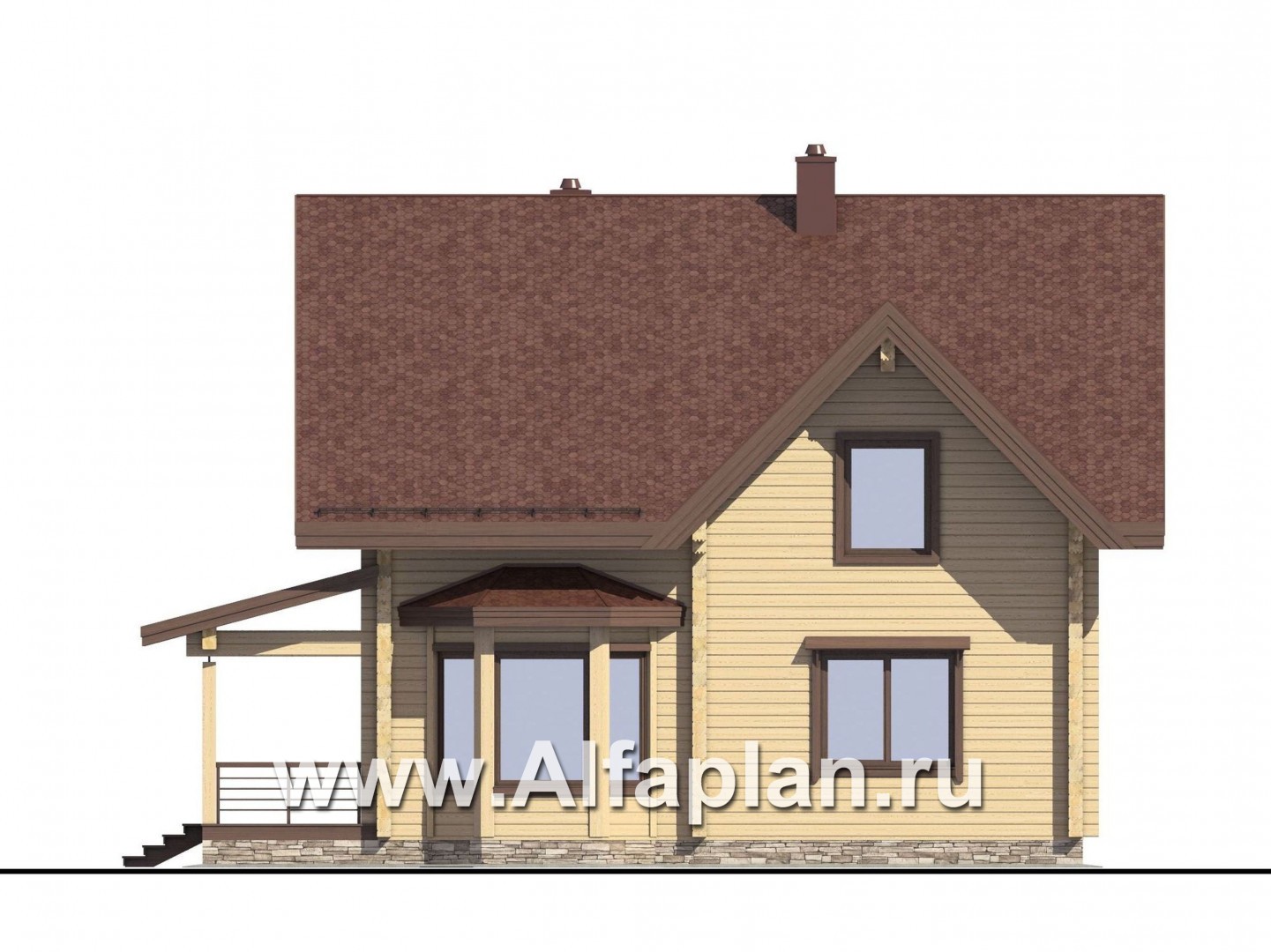 Проекты домов Альфаплан - Проект деревянного дома для комфортного отдыха - изображение фасада №4