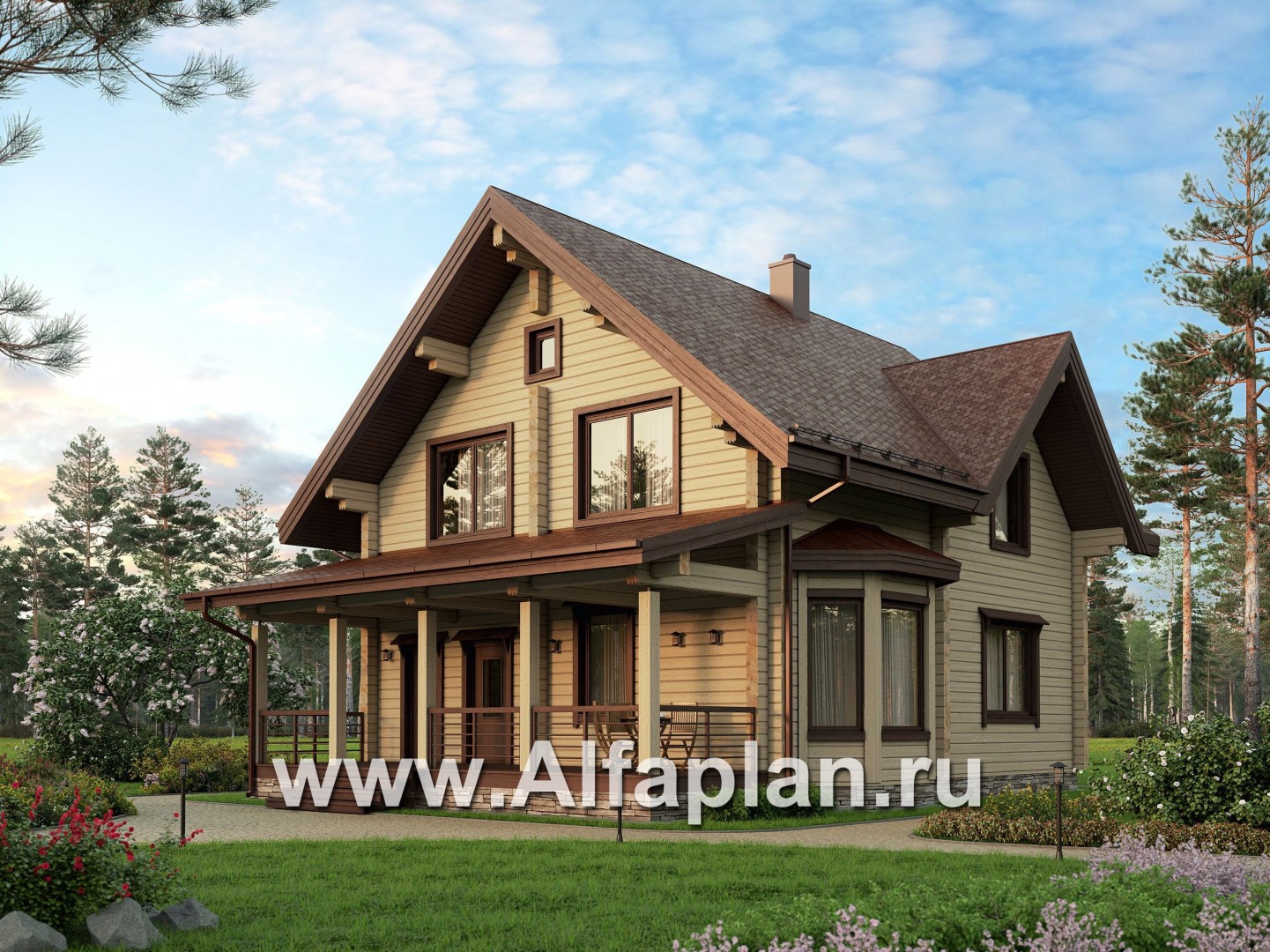 Проекты домов Альфаплан - Деревянный дом для комфортного отдыха - основное изображение