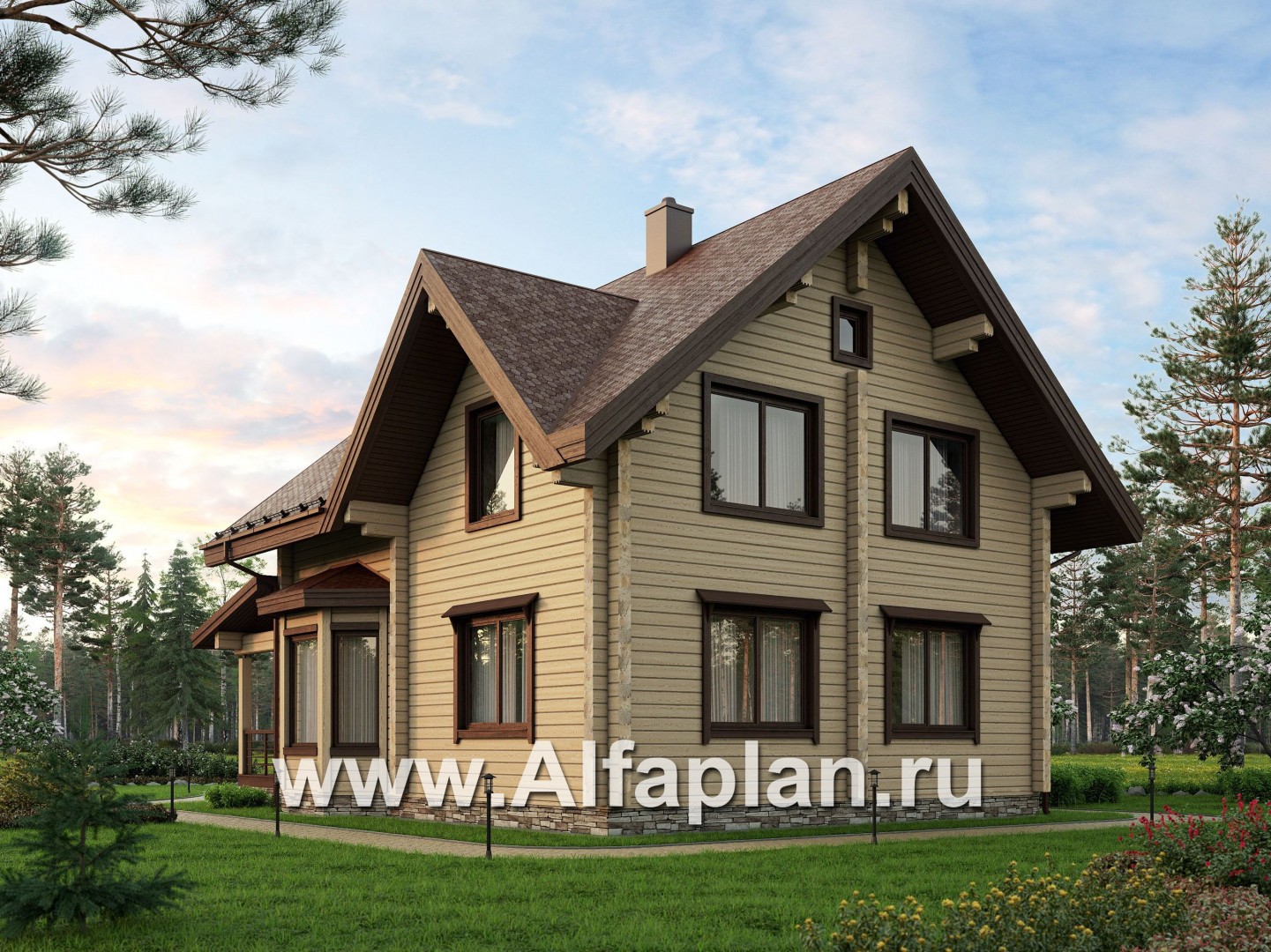 Проекты домов Альфаплан - Деревянный дом для комфортного отдыха - дополнительное изображение №1