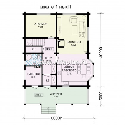 Проекты домов Альфаплан - Проект деревянного дома для комфортного отдыха - превью плана проекта №1