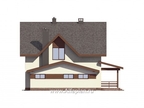 Проекты домов Альфаплан - Проект компактного дома с гаражом - превью фасада №4