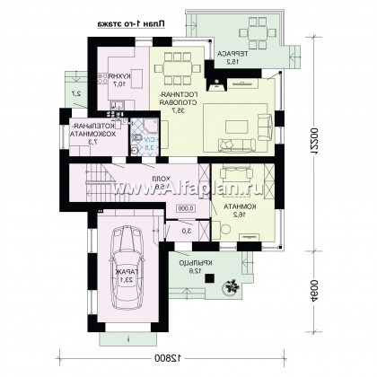 Проекты домов Альфаплан - Проект двухэтажного дома в современном стиле - превью плана проекта №1