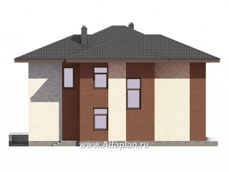 Проекты домов Альфаплан - Проект двухэтажного дома для большой семьи - превью фасада №4