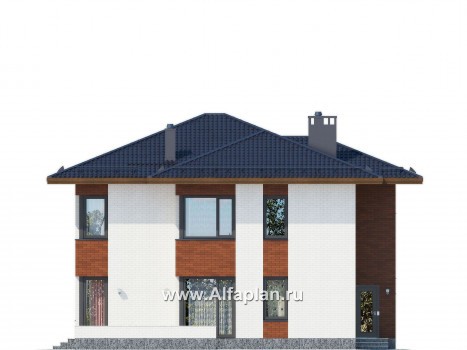 Проекты домов Альфаплан - Проект двуэтажного дома в современном стиле - превью фасада №2