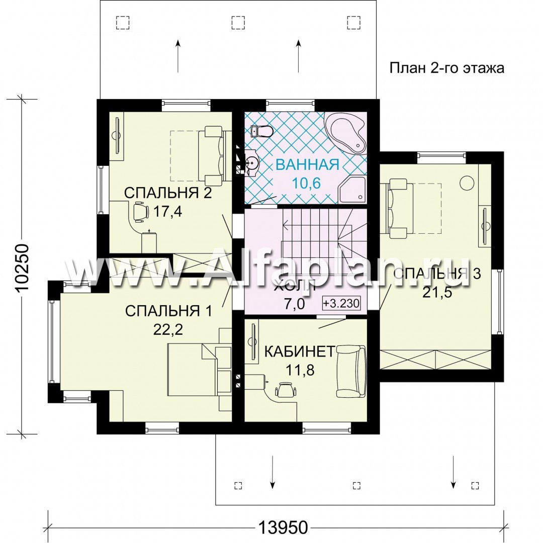 Проекты домов Альфаплан - Проект современного двухэтажного дома - изображение плана проекта №2