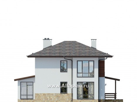 Проекты домов Альфаплан - Проект современного двухэтажного дома - превью фасада №4