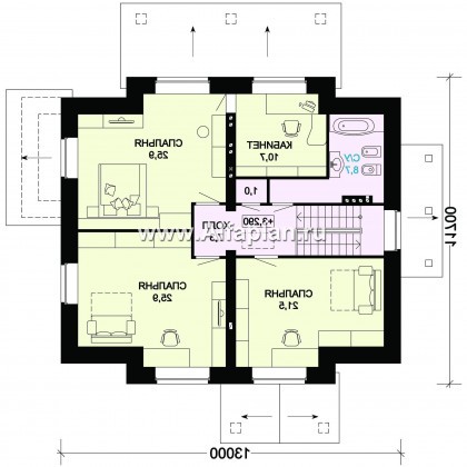Проект двухэтажного дома из кирпича, с биллиардной и спорзалом в цокольном этаже - превью план дома