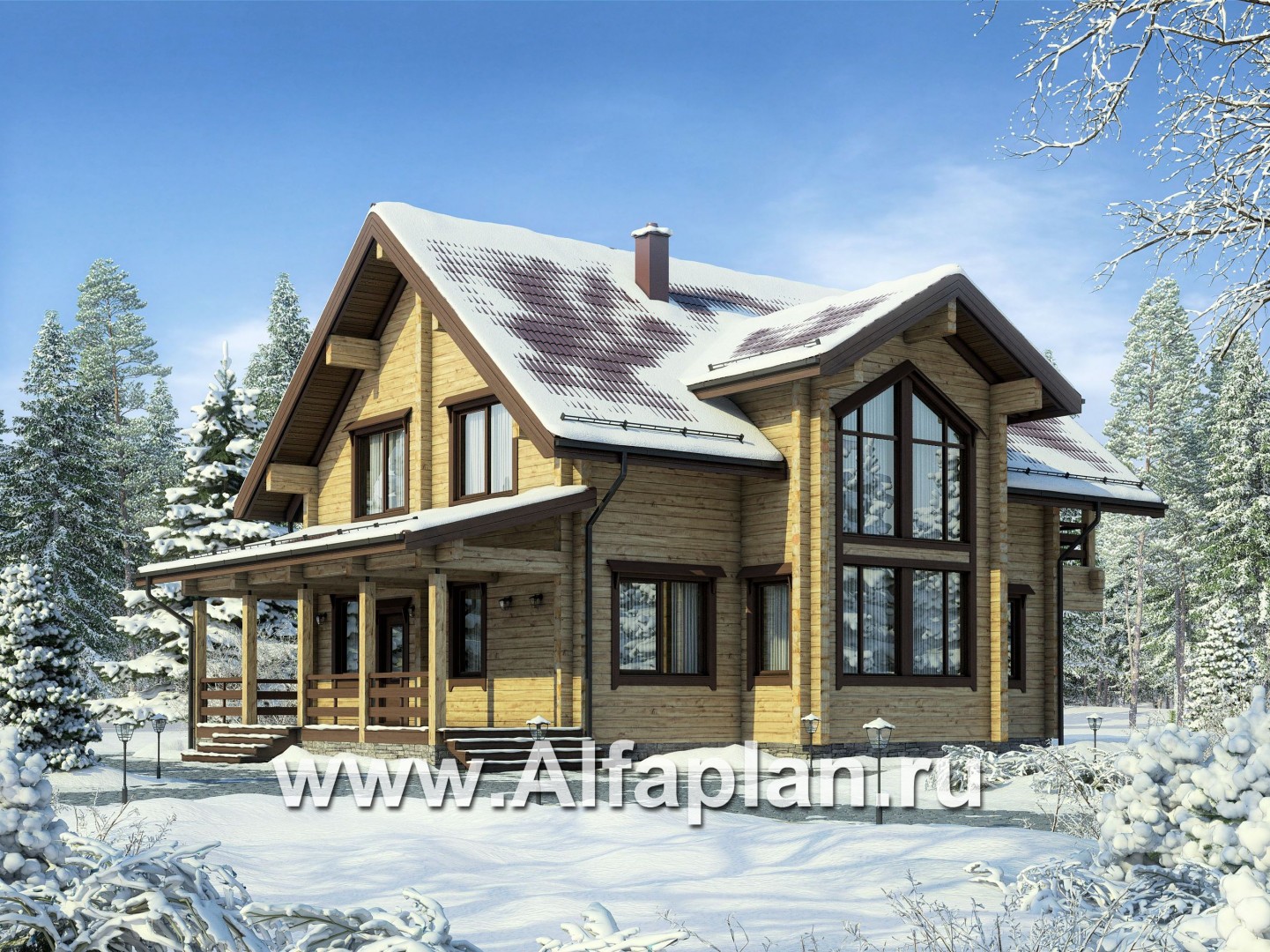 Проекты домов Альфаплан - Проект комфортабельного дома из бруса - основное изображение