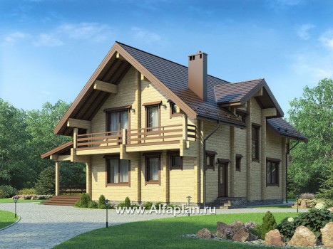 Проекты домов Альфаплан - Проект деревянного дома с гостевым блоком - превью дополнительного изображения №1