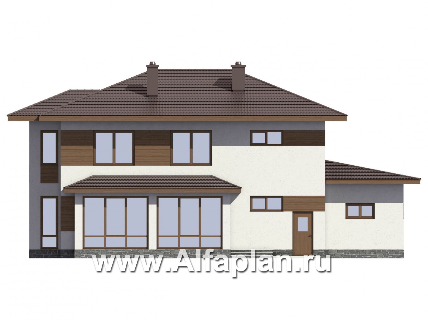 Проекты домов Альфаплан - Проект комфортного дома для большой семьи - изображение фасада №3