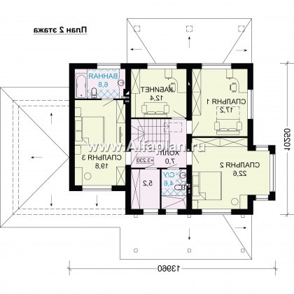 Проекты домов Альфаплан - Проект комфортного дома для большой семьи - превью плана проекта №2