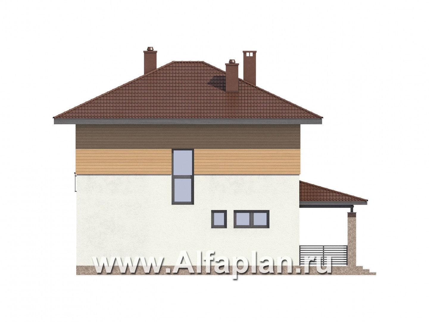 Проекты домов Альфаплан - Проект двухэтажного экономичного и компактного дом - изображение фасада №4